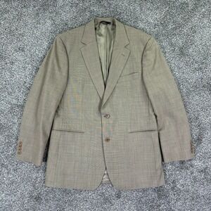 Brooks Brothers 346 Stretch Wool Blend Blazer Men 41R Tan Glen Plaid Sports Coat